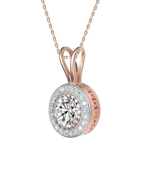 Genevive Jewelry White 18k Rose Gold Plated Pendant Necklace