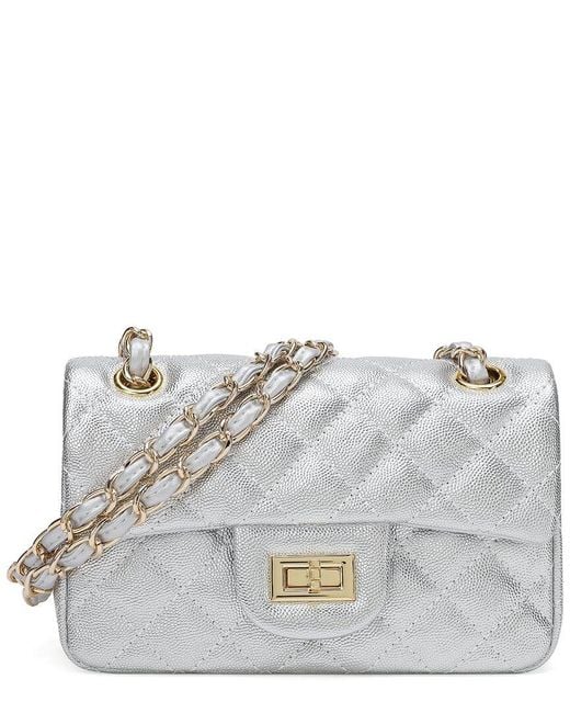 Tiffany & Fred Paris Gray Leather Crossbody Shoulder Bag