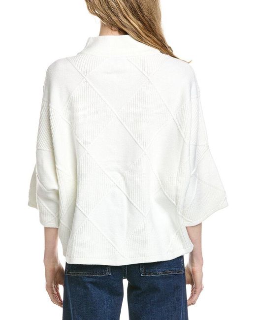 Joseph Ribkoff White 3/4 Sleeve Mock Neck Pullover
