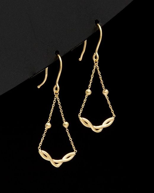 Italian Gold Black 14k Twist Dangle Earrings