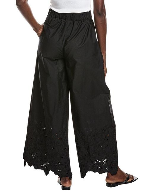 Gracia Black Floral Lace Embroidered Pant