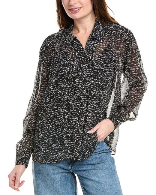Rag & Bone Black Emmy Printed Silk-Blend Top