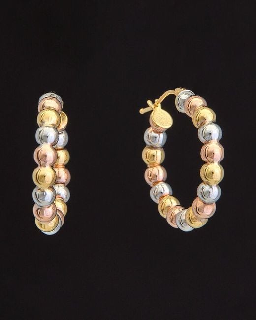 Italian Gold Black 14K Italian Tri-Tone Hoops