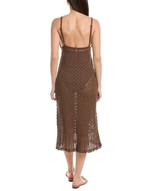 Helen Jon Brown Claudia Crochet Midi Dress