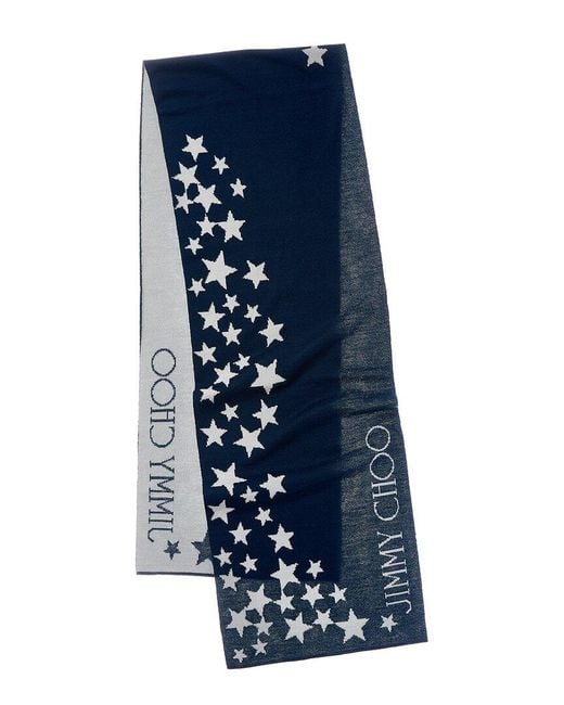 Jimmy Choo Blue Wool-Blend Scarf
