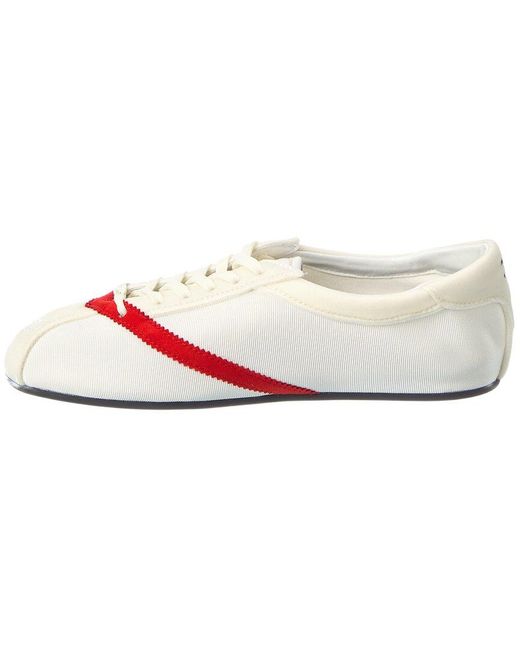 Céline White Logo Velvet & Leather Sneaker