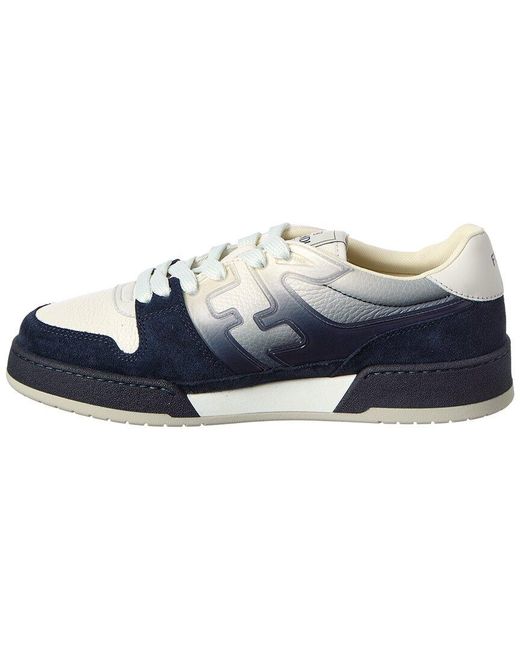 Fendi Blue Match Suede & Leather Sneaker for men