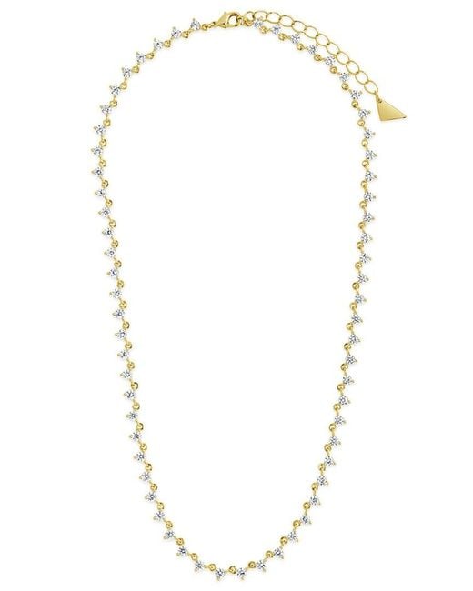 Sterling Forever Metallic 14k Plated Cz Brigid Tennis Necklace