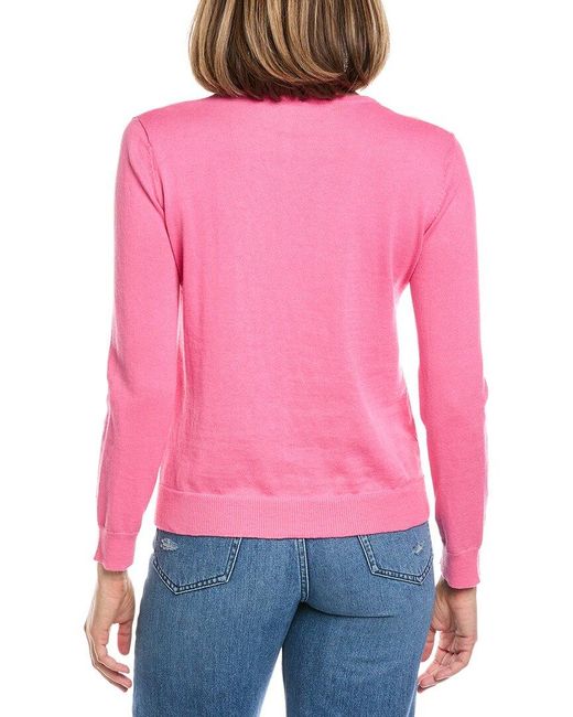 Hannah Rose Pink Pineapple Intarsia Cashmere-Blend Sweater