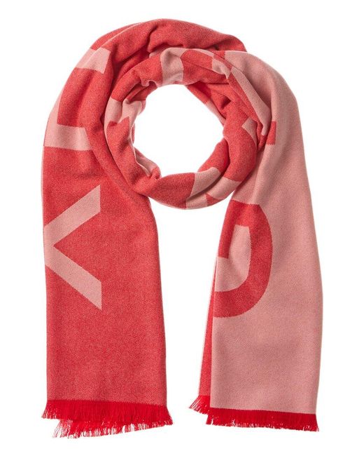 Givenchy Red Logo Wool Scarf
