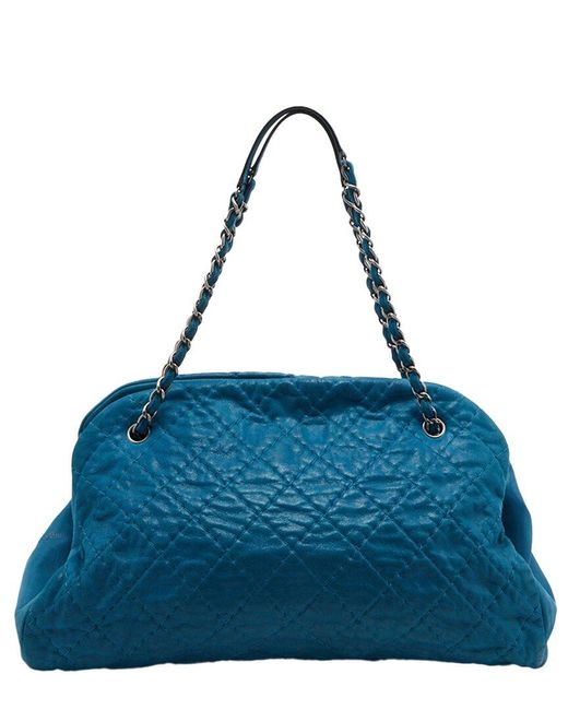 Chanel Blue Leather Just Mademoiselle Bowler Bag (Authentic Pre-Owned)
