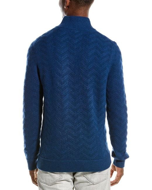 Kier + J Blue Kier + J Mock Neck Quarter-zip Wool & Cashmere-blend Pullover for men