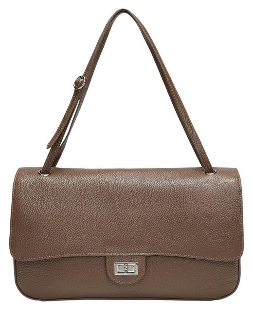 Tiffany & Fred Paris Brown 33Cm Leather Flap Tote