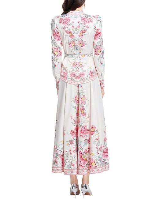 Kaimilan Red 2Pc Shirt & Maxi Skirt Set