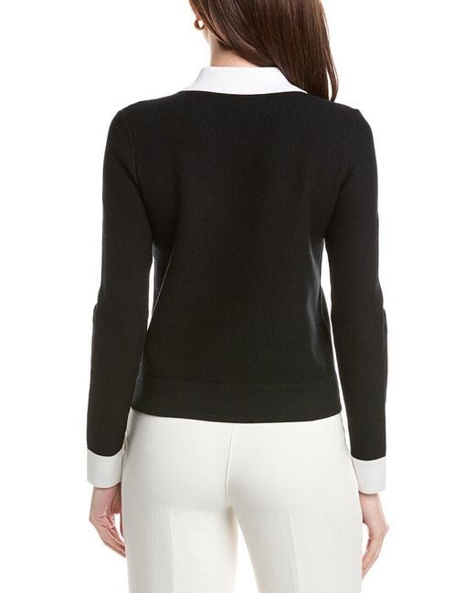 St. John Black Zip Front Collared Jacket