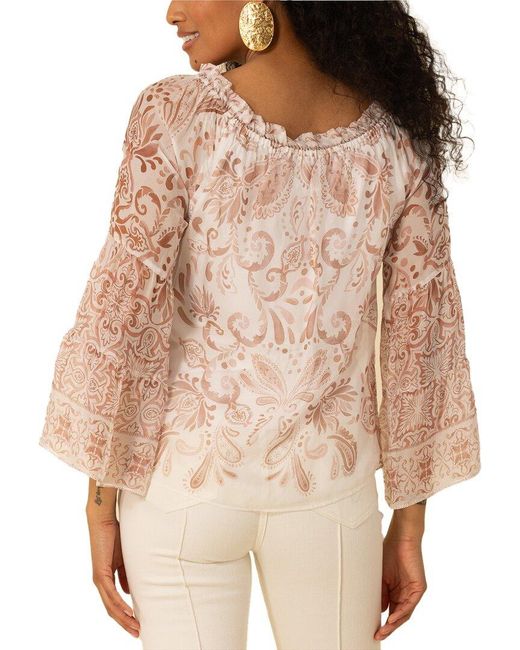 Hale Bob Natural Myra Silk-Blend Blouse
