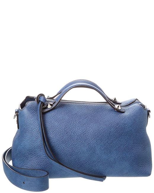 Fendi Blue By The Way Selleria Medium Denim-Effect Leather Shoulder Bag