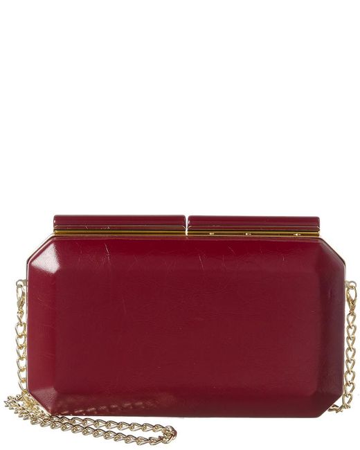 BCBGMAXAZRIA Red Colby Leather Clutch