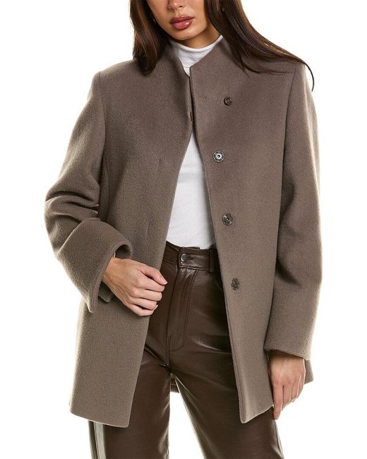 Cinzia Rocca Brown Short Wool & Alpaca-blend Coat