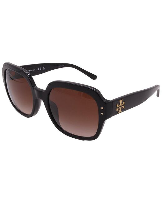 Tory Burch Brown Ty7143U 56Mm Sunglasses