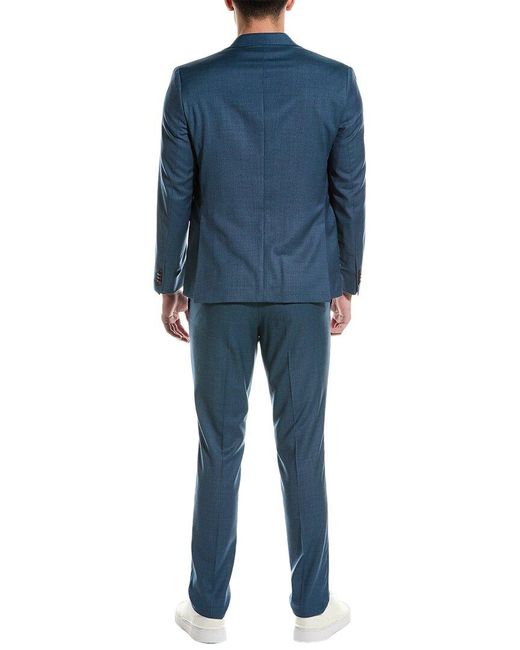 Ted Baker Blue 2pc Wool Flat Front Suit for men