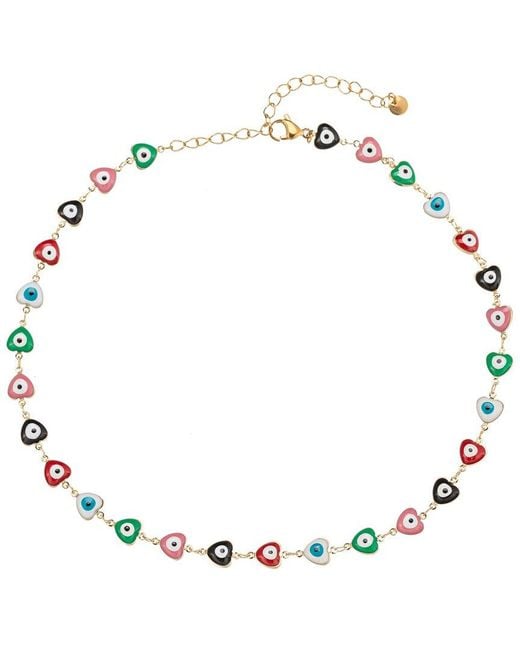 Eye Candy LA Metallic Luxe Collection Cz Heart & Eye Necklace