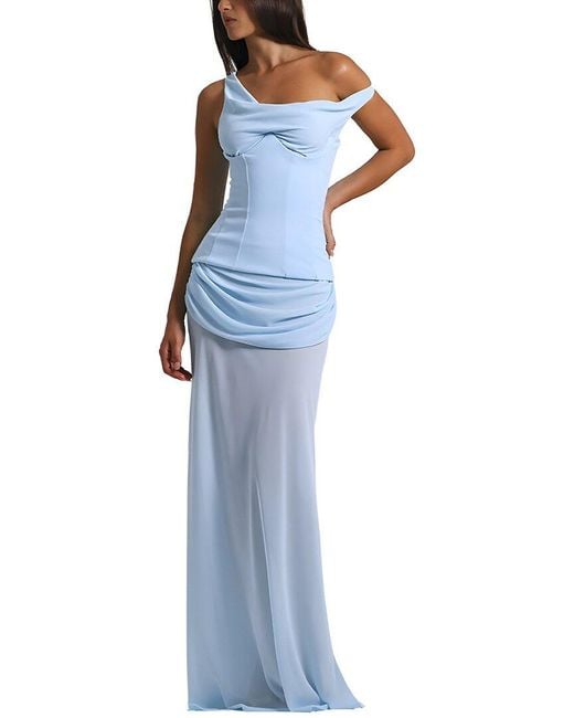 Adele Berto Blue Solid Maxi Dress