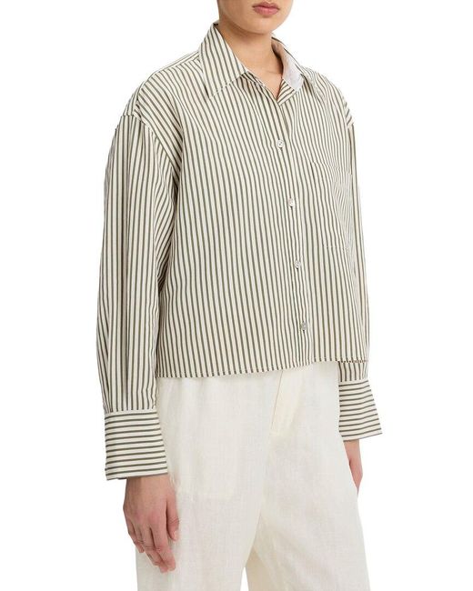 Vince Gray Cropped Button Down Shirt