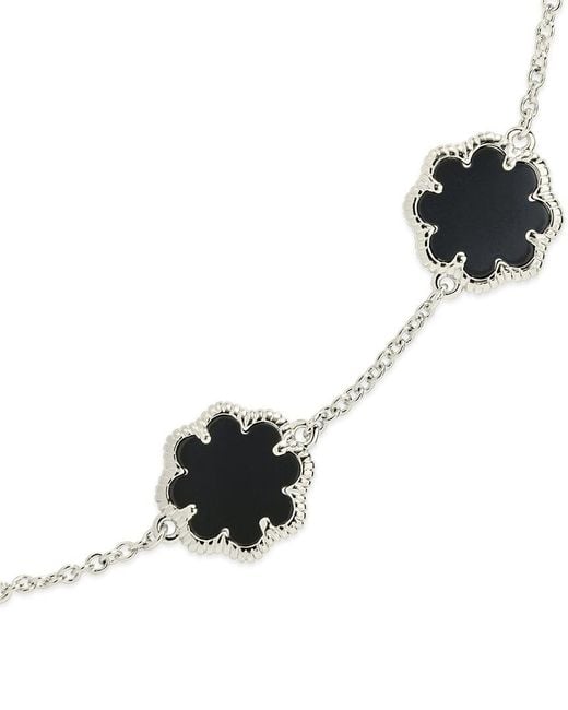 Sterling Forever Black Onyx Station Bracelet