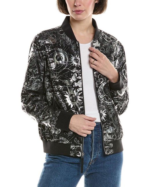Johnny Was Black Bee Active Drop-Shoulder Bomber Jacket