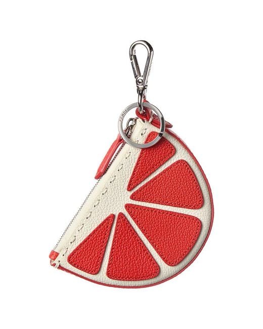 Fendi Red Lemon Leather Bag Charm