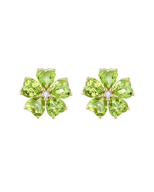 Nina Zhou Jewelry Green 14K 5.84 Ct. Tw. Diamond & Peridot Stud Earrings