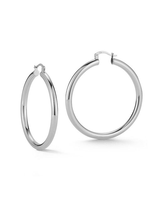 Glaze Jewelry White Silver Large Hollow Tube Hoops
