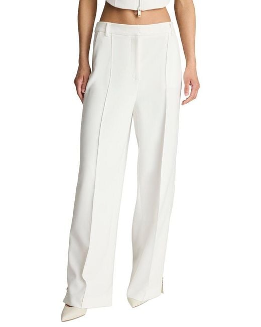 Kenneth Cole White High-Rise Fly Front Zipper Pintuck Wide Leg Pant