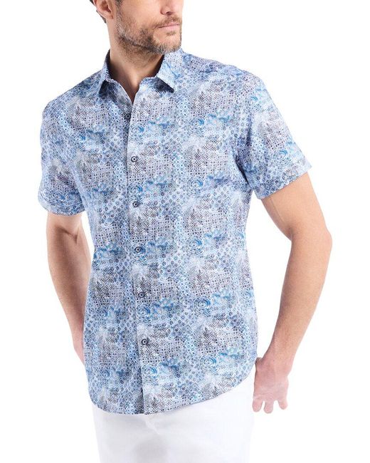 Robert Graham Blue Pearson Woven Shirt for men