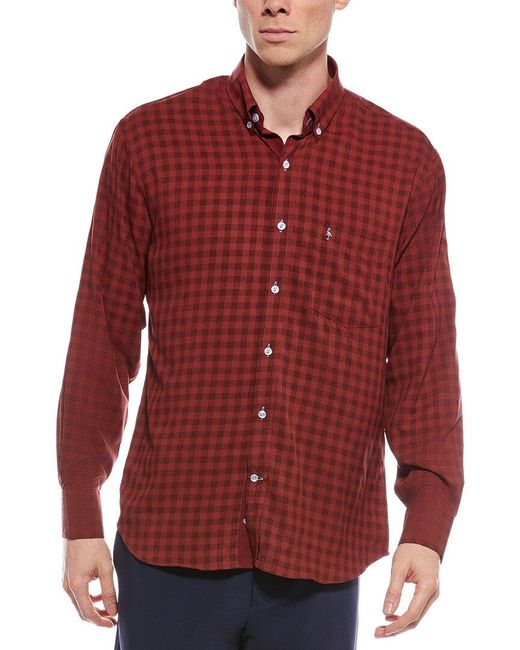 Tailorbyrd Red Tailorbryd Gingham Printed Performance Shirt for men