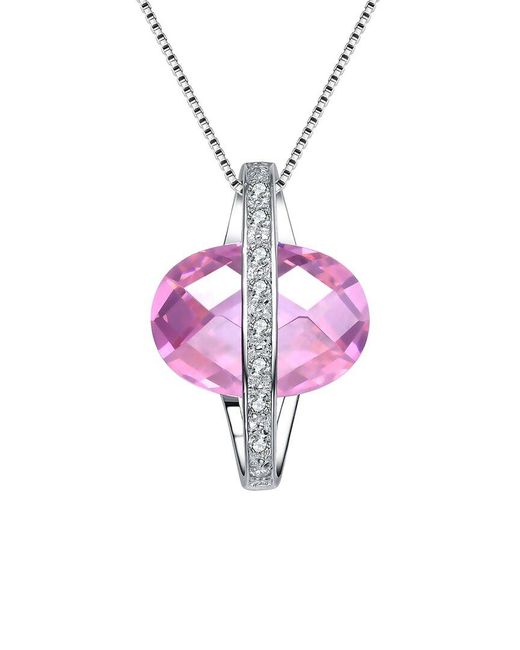 Genevive Jewelry Pink Silver Cz Pendant