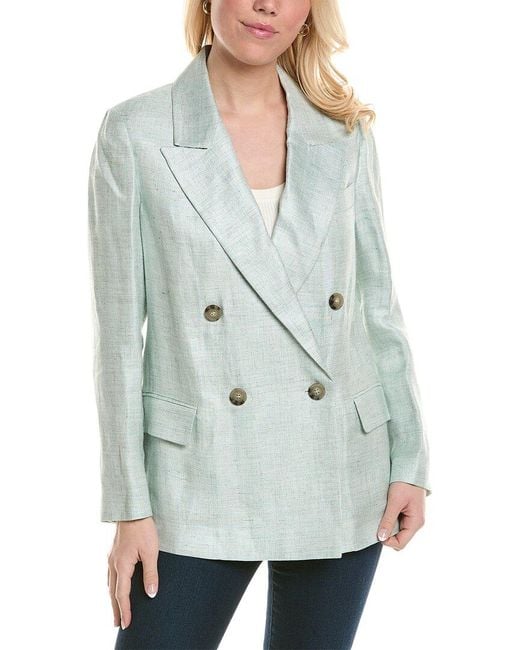 Peserico Gray Linen-Blend Jacket