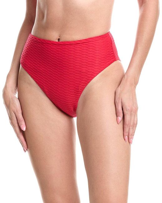 Sea Level Pink Honeycomb Retro High-Waist Bikini Bottom