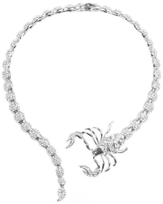 Eye Candy LA Women's White The Luxe Collection Crystal Scorpion Necklace