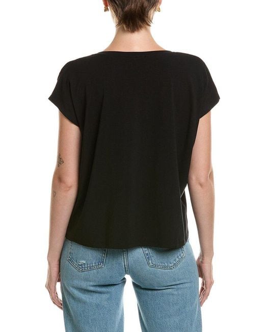 Eileen Fisher Black V-Neck Square Top