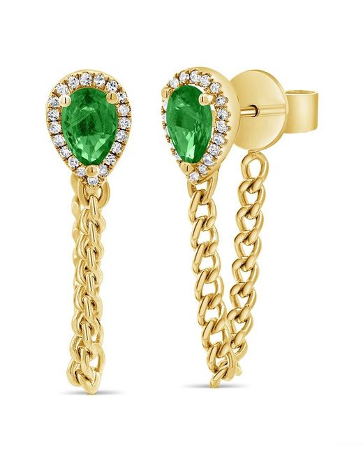 Sabrina Designs Metallic 14k 1.04 Ct. Tw. Diamond & Emerald Dangle Chain Earrings