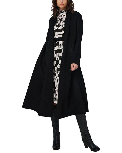 Diane von Furstenberg Black Bubba Wool-Blend Coat