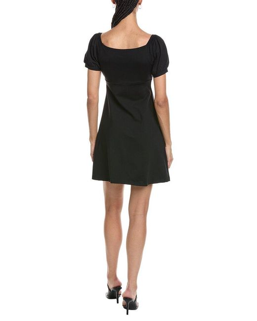 Susana Monaco Black Puff Sleeve A-Line Dress