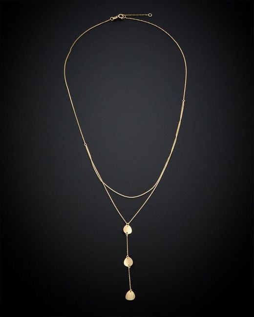 Italian Gold Black 14k Petals Drop Necklace