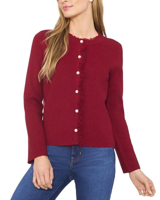 Cece Red Fringe Cardigan