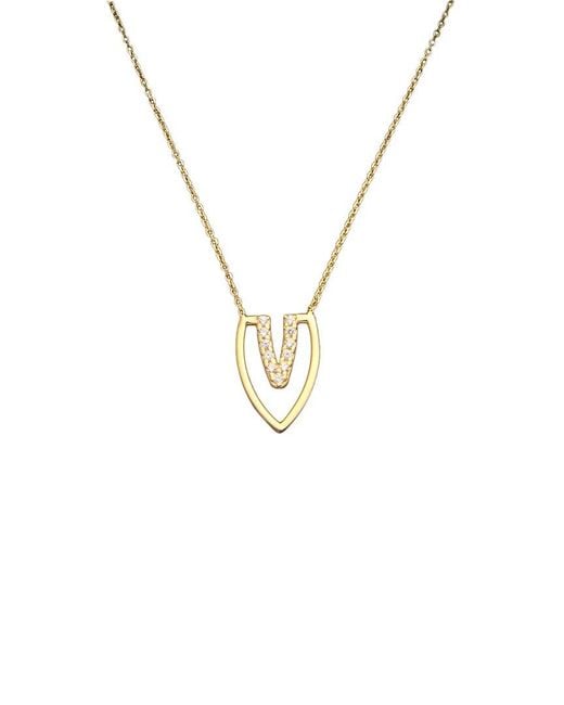 Italian Gold Metallic 14K Topaz V Pendant Necklace