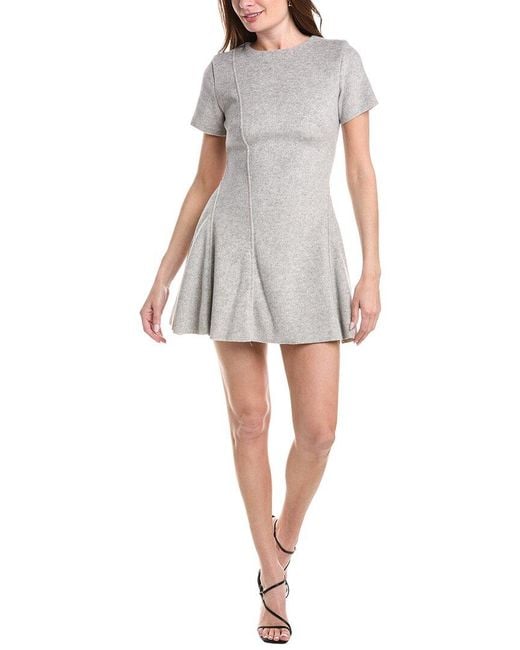 En Saison Gray Carrington Wool-Blend Mini Dress