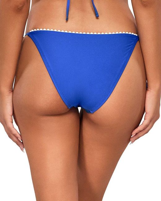 Sunsets Blue Pom Pom Tie Side Bottom