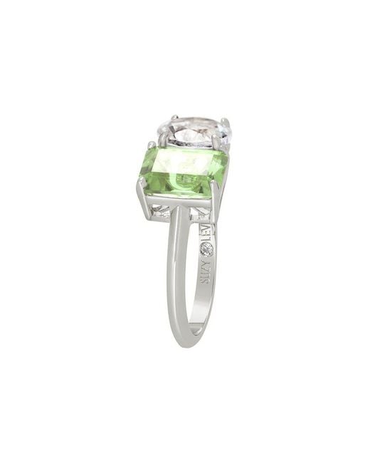 Suzy Levian Green Silver 5.00 Ct. Tw. Gemstone Toi Et Moi Ring